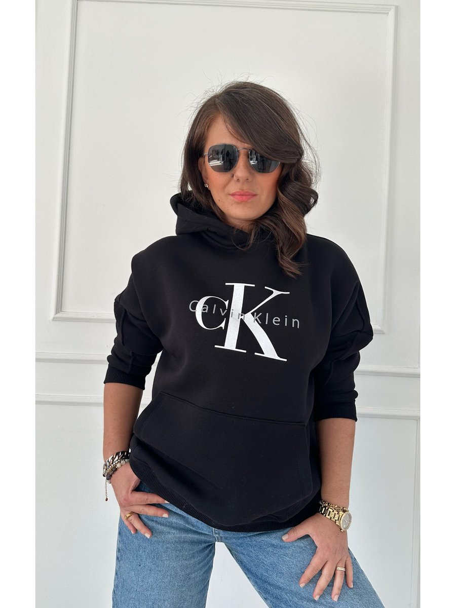 Moda Pena Siyah Kadın Sweatshirt