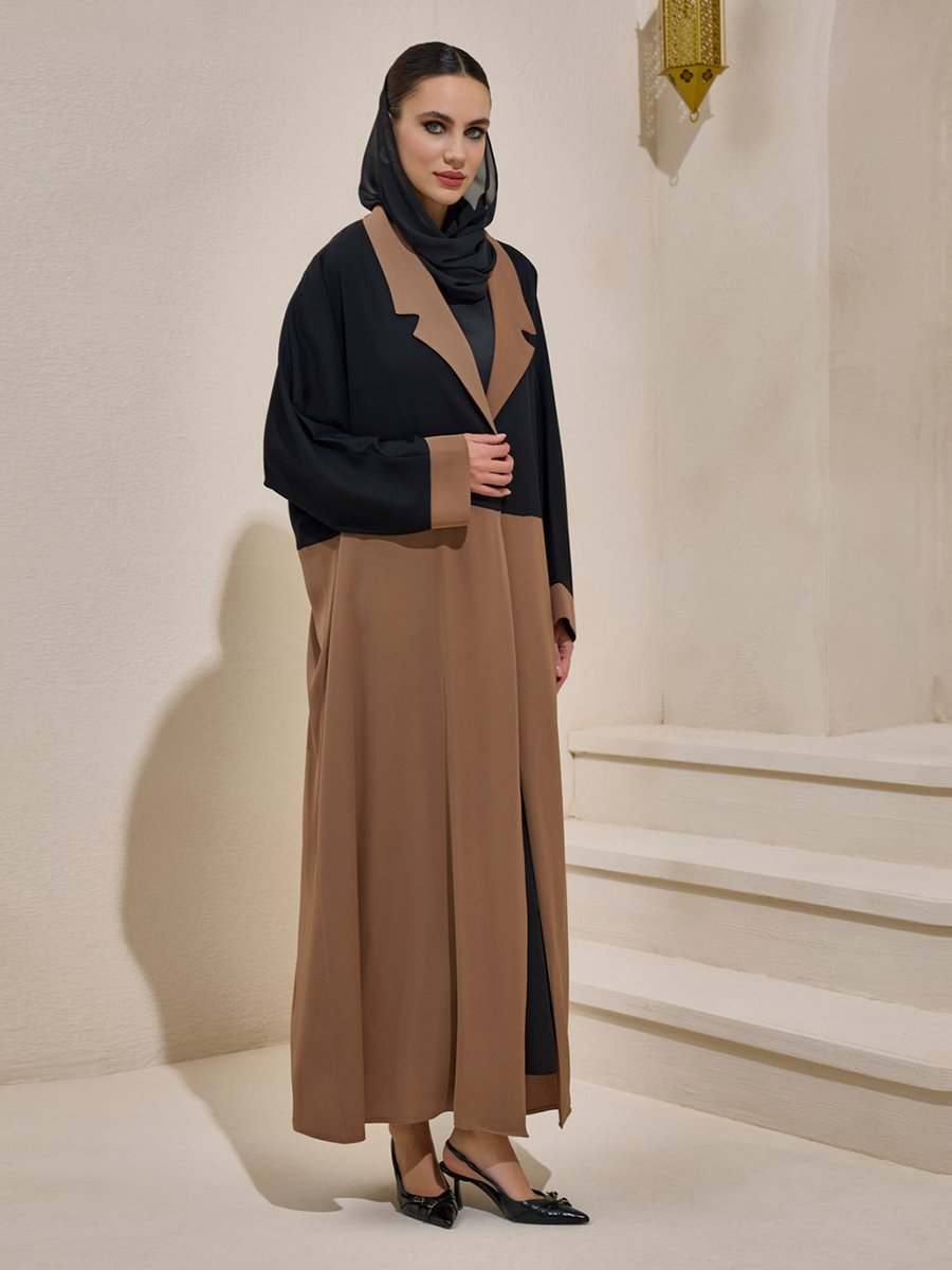 AL SHEIKHA Two Color Abaya Set Kahve Siyah