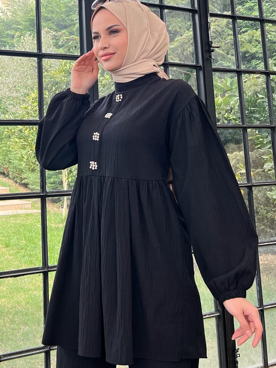 Tofisa Sıyah Tunik+pantolon