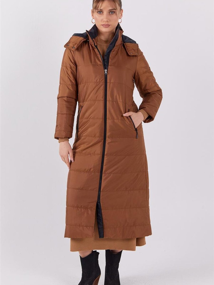 Doque Düz Kesim Fermuarlı Anorak Camel Mont