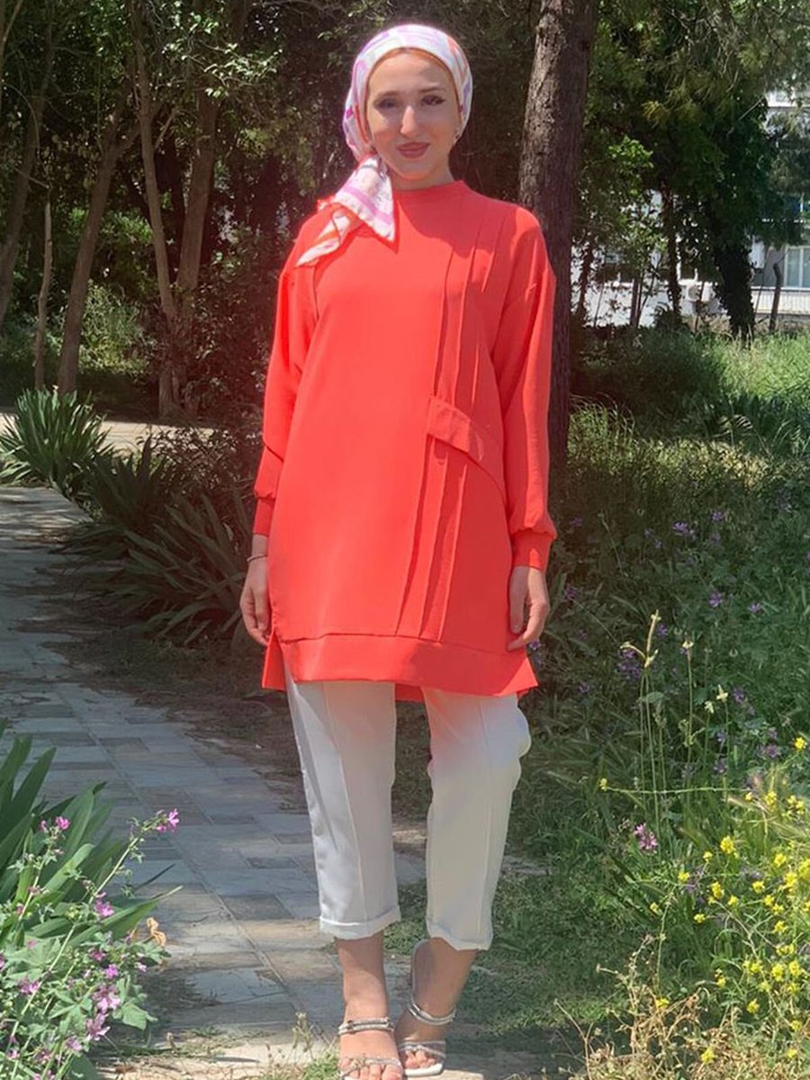 Moda Rosa Coral Dikiş Detaylı Tunik