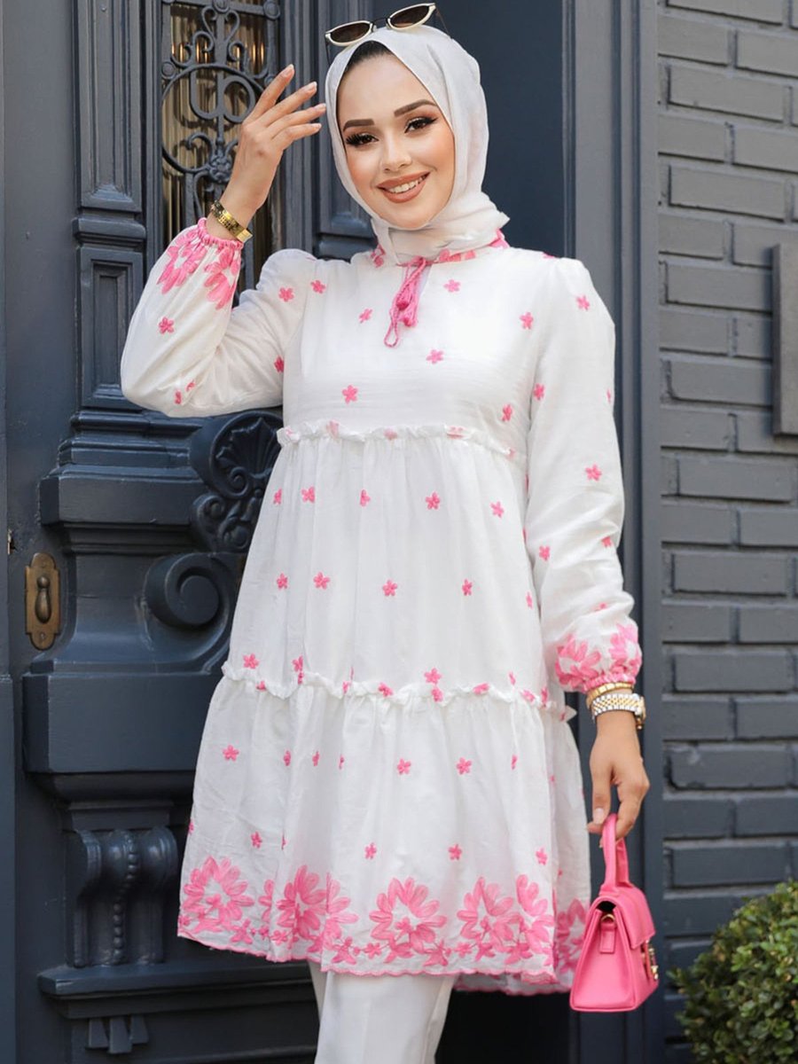 Neva Style Desenli Pembe Tunik