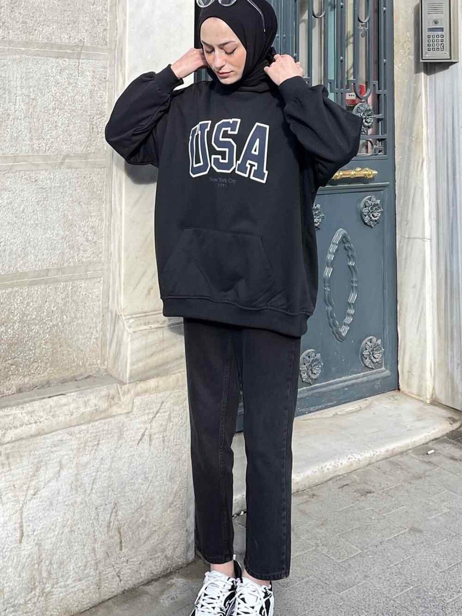 Lamelif Usa Baskılı Sweatshirt