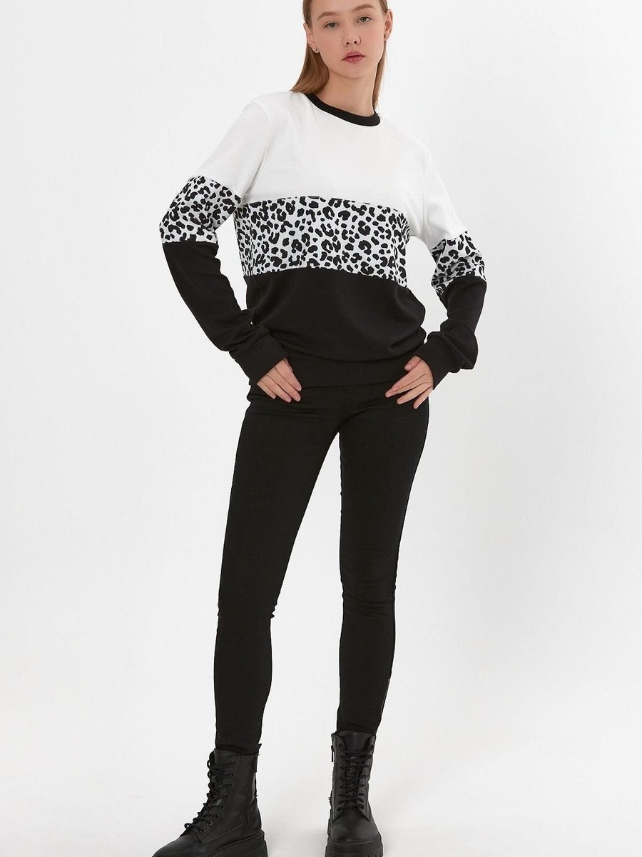 ALEXANDERGARDI Ekru Leopar Desenli Sweatshirt