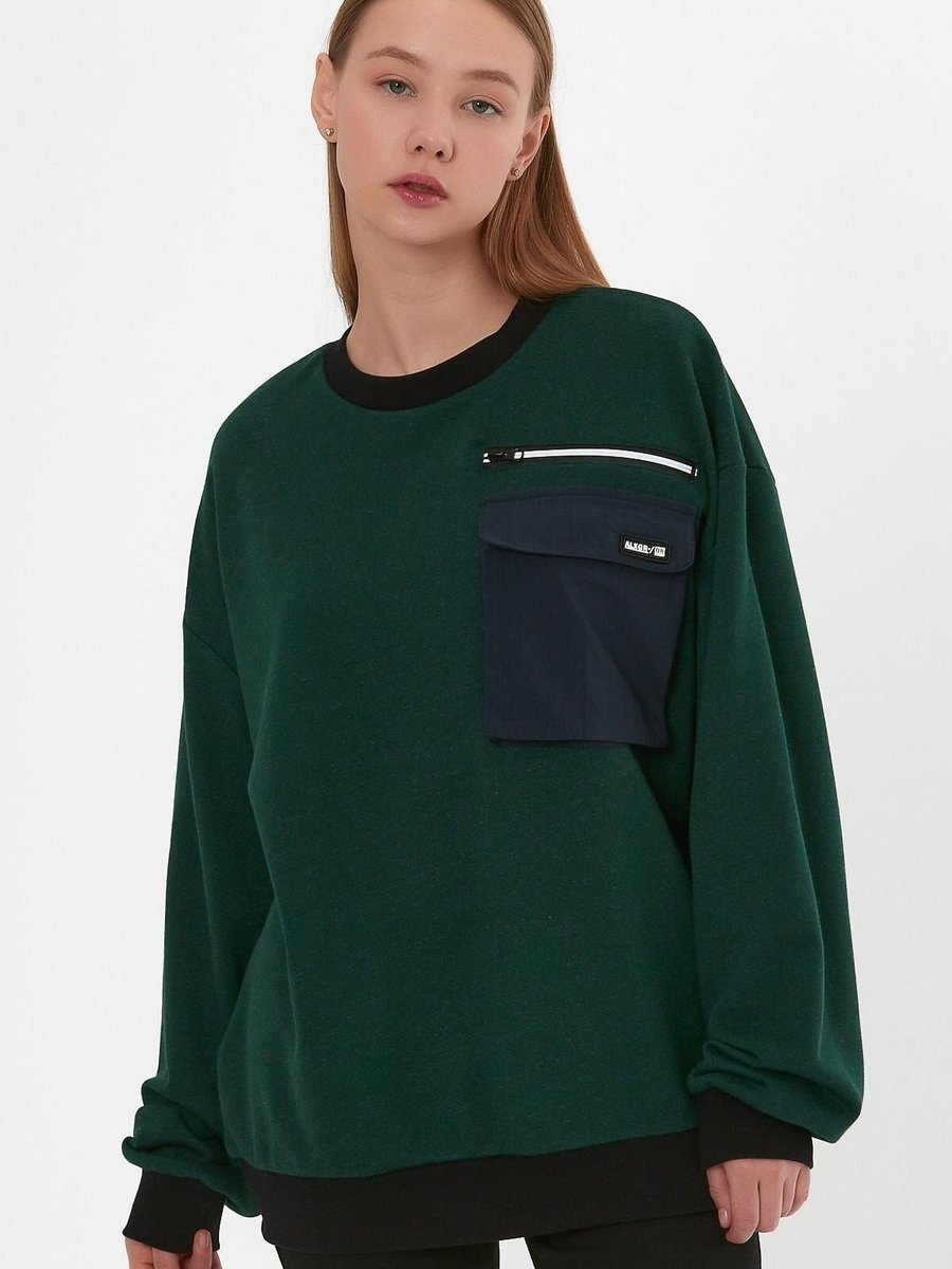 ALEXANDERGARDI Yeşil Cep Detaylı Oversize Sweatshirt