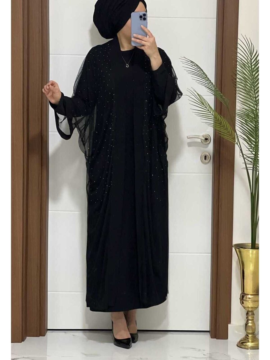 Masalabiyem K75 Tül Taşlı İkili Abaya Takım