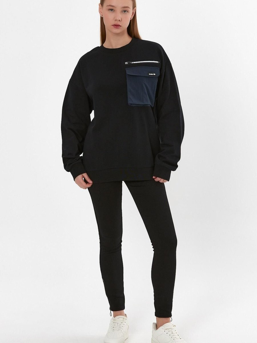 ALEXANDERGARDI Siyah Cep Detaylı Oversize Sweatshirt