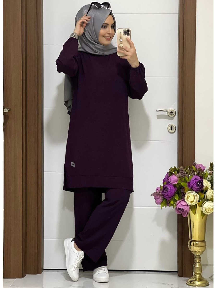 Modasura K25 Mürdüm Pantolon Tunik Takım