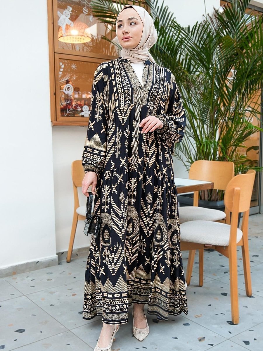 Elegantstil Hürrem Model Viskon Kumaş Tesettür Elbise