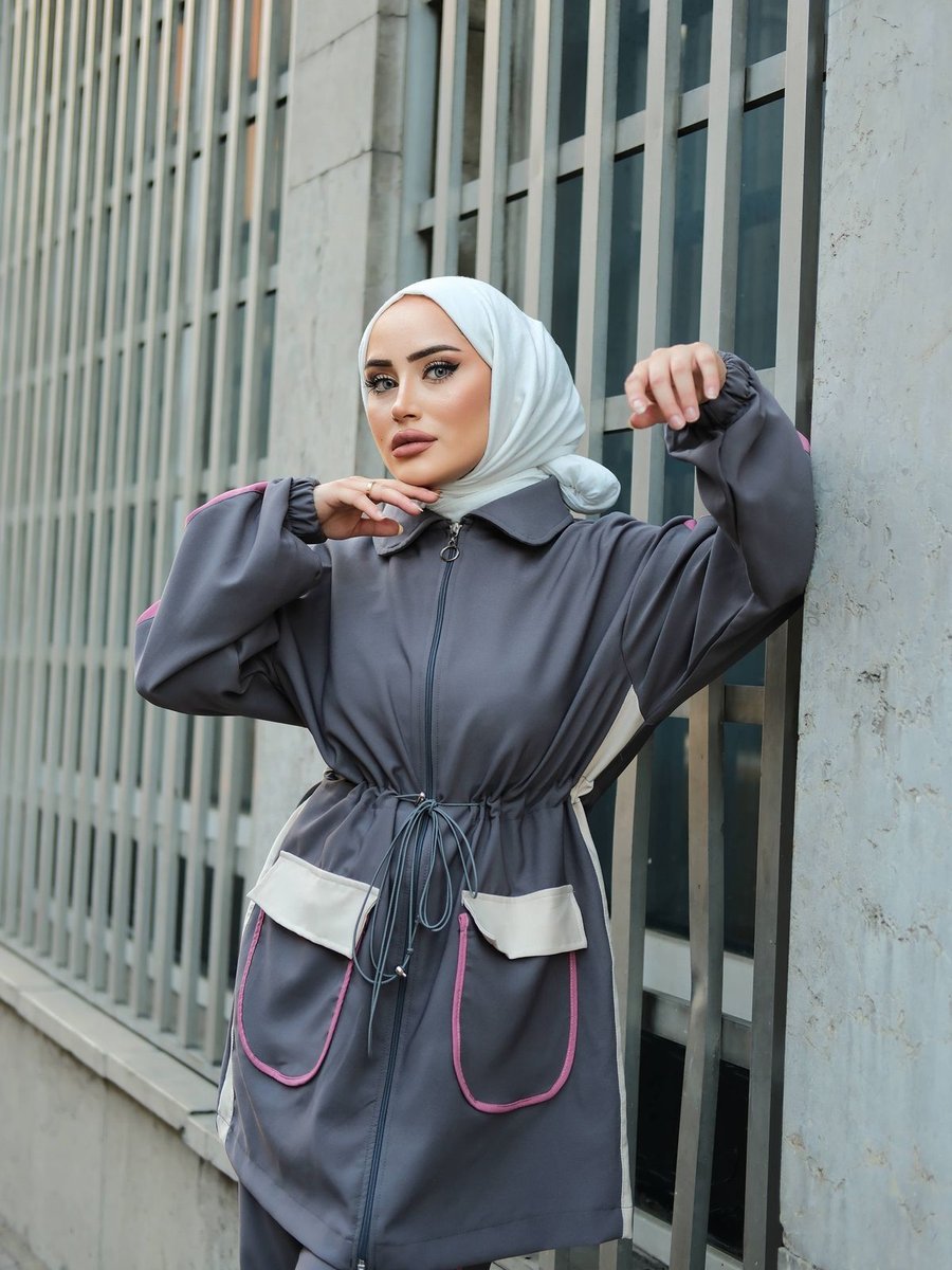 Mimi Luxury Wear Eşofman Fermuarlı İkili Takımı Antrasit