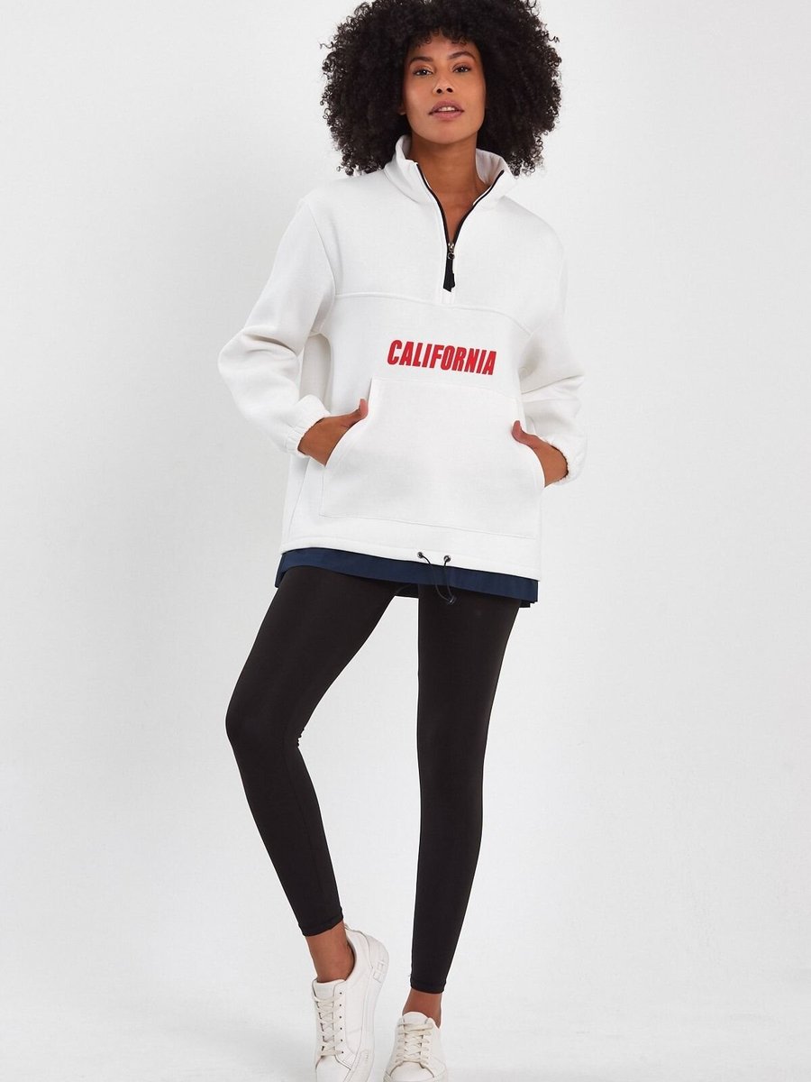 ALEXANDERGARDI Beyaz Garnili Baskılı Oversize Sweatshirt