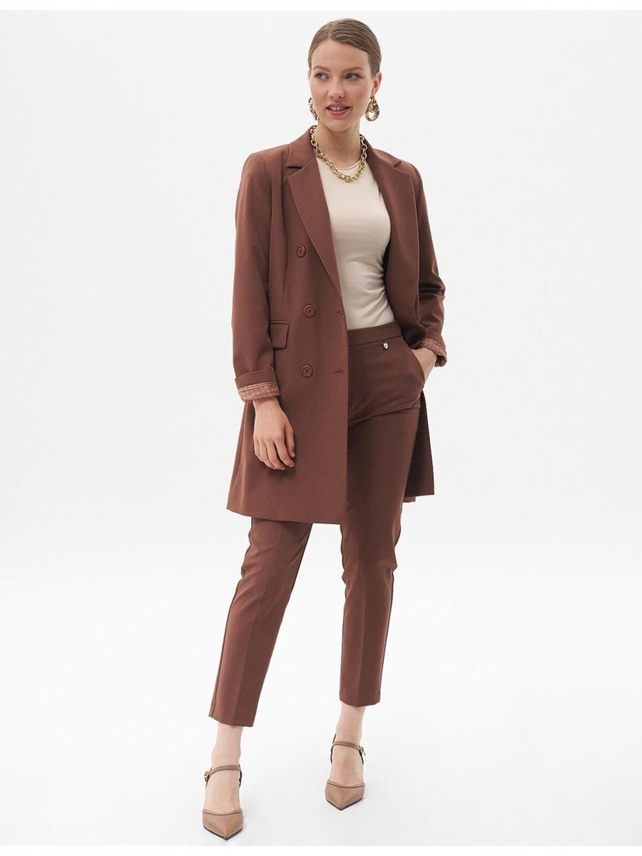 Kayra Basic Blazer Ceket Koyu Kahve