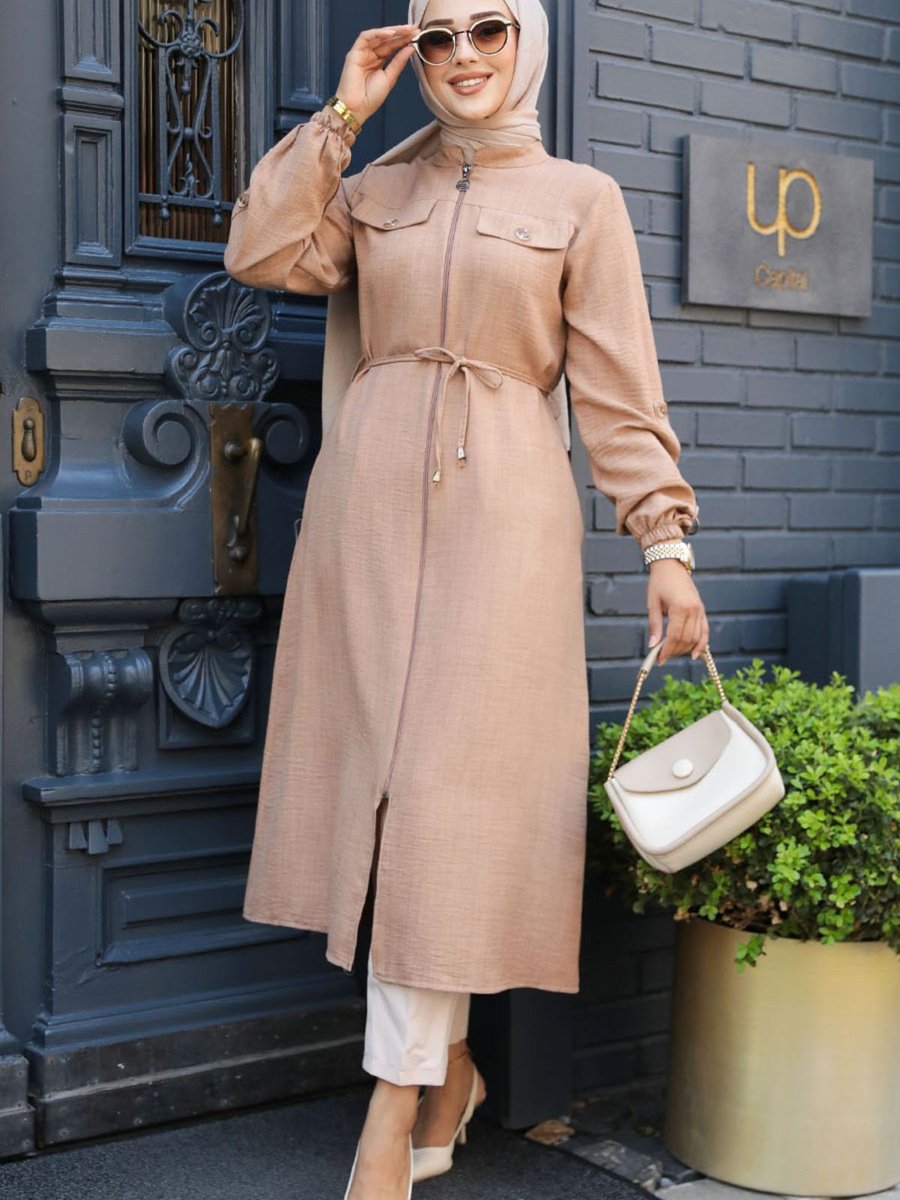 Neva Style Düğmeli Camel Tunik