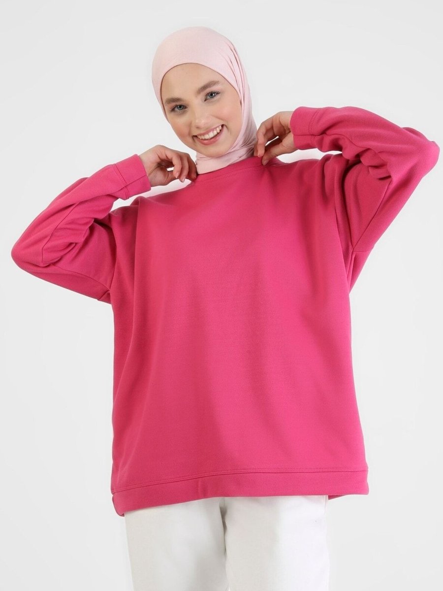 Refka Bisiklet Yaka Sweatshirt Fuşya