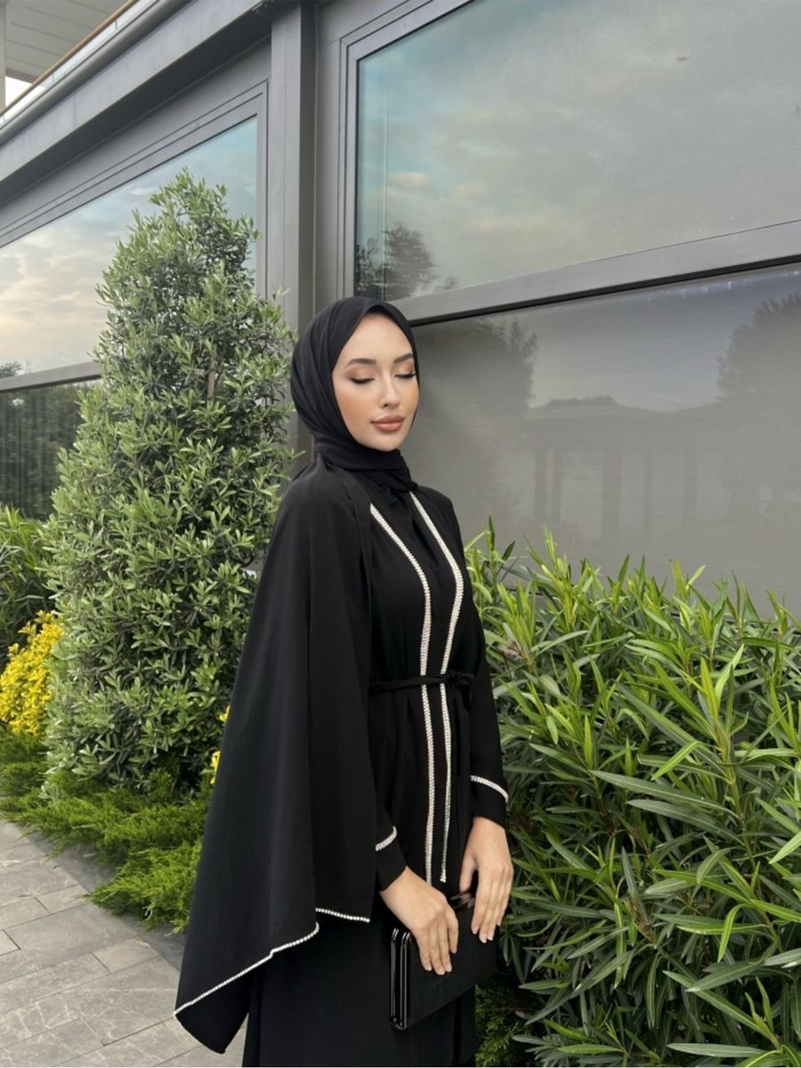 Byaysekorkut Taşlı Black Abaya