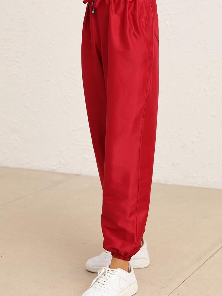 Layda Moda Bordo Cepli Jogger Pantolon