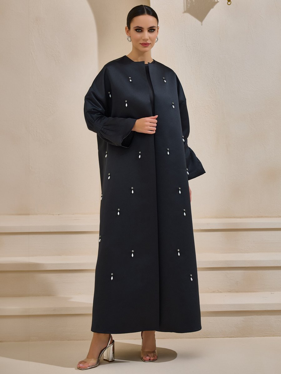 AL SHEIKHA Siyah Bella Saten Abaya