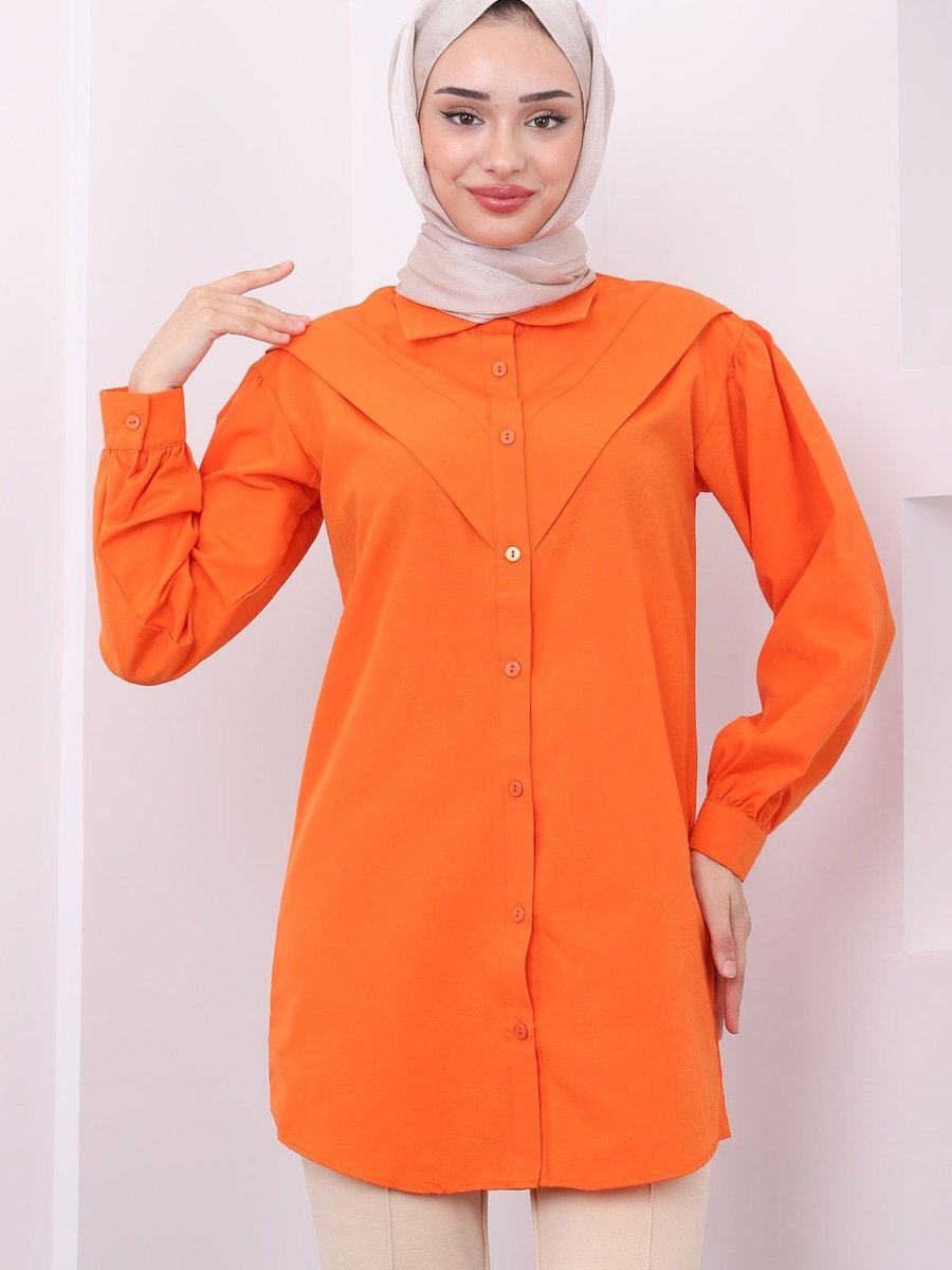 İmajbutik Orange Ön Katlı Tunik