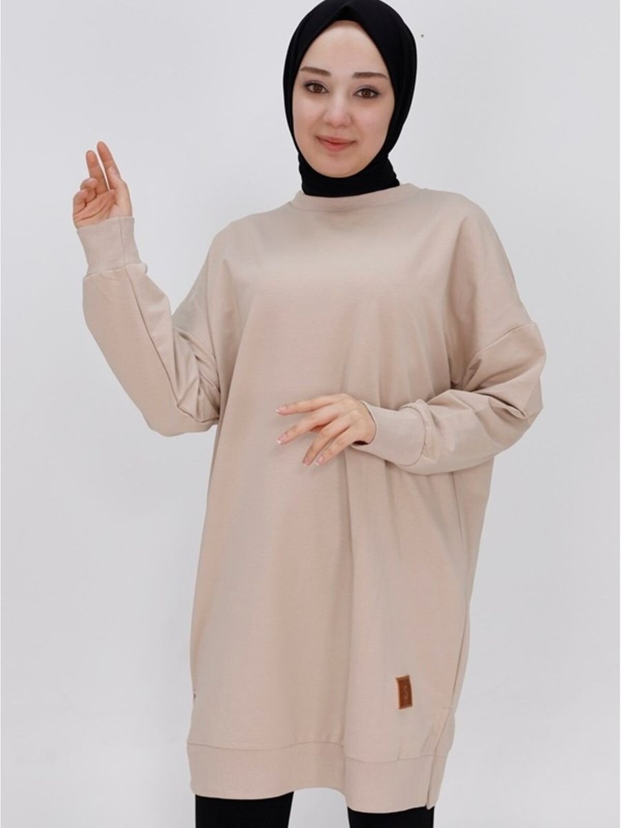 Puane Vizon İki İp Kumaş Basic Tunik Sweatshirt