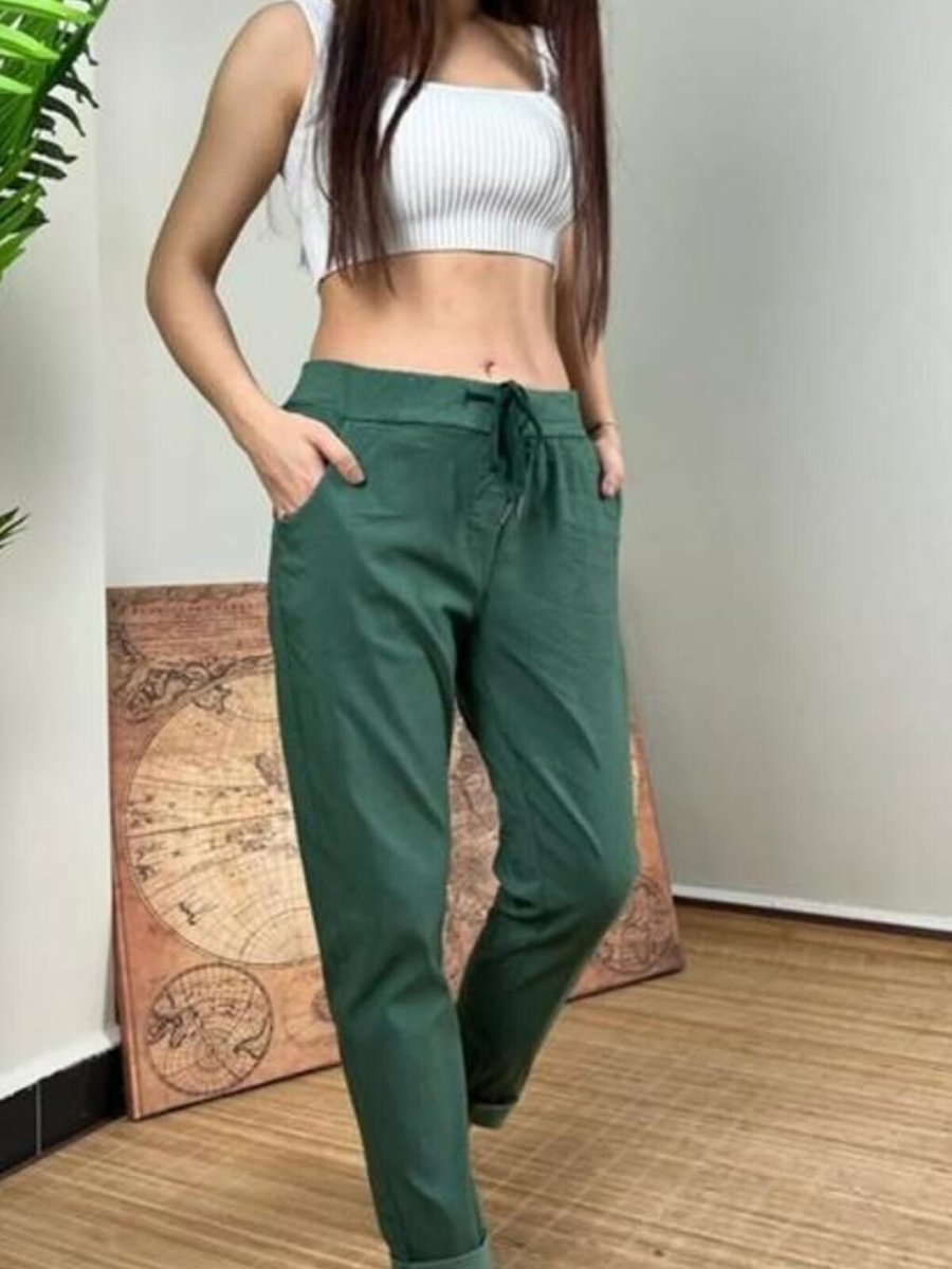 Bohem Stil Haki İtalyan Likralı Skinny Pantolon