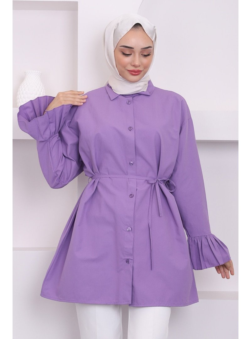 İmaj Butik Mor Beli İpli Balon Kol Tunik