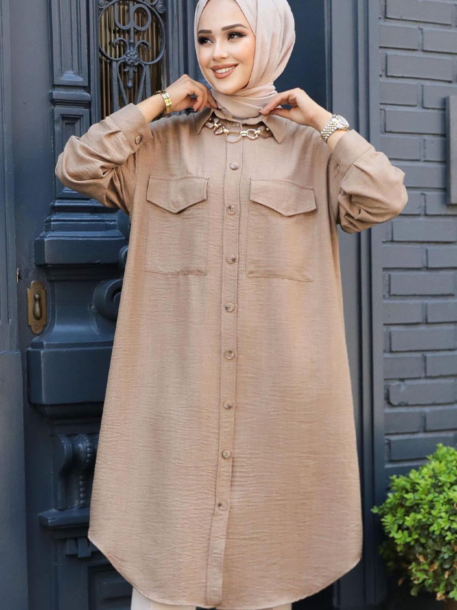 Neva Style Düğmeli Camel Tunik