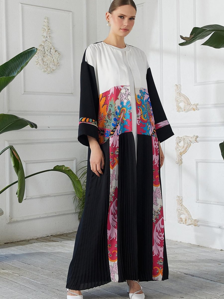 Yafa Clothıng & Accessorıes Dijital Baskılı Abaya Siyah