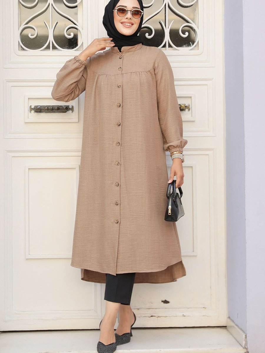 Neva Style Düğmeli Camel Tunik