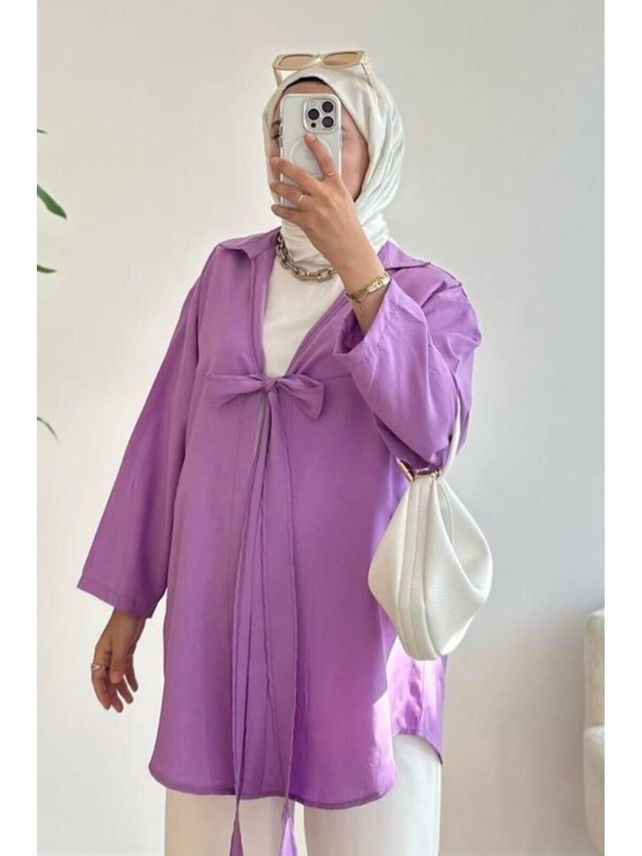 Nergis Neva Butik Lila Kimono Tunik