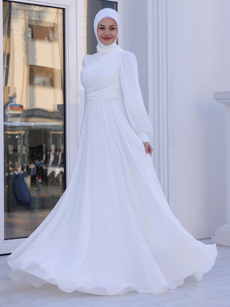 Azra Design Ekru Bahar Abiye Elbise